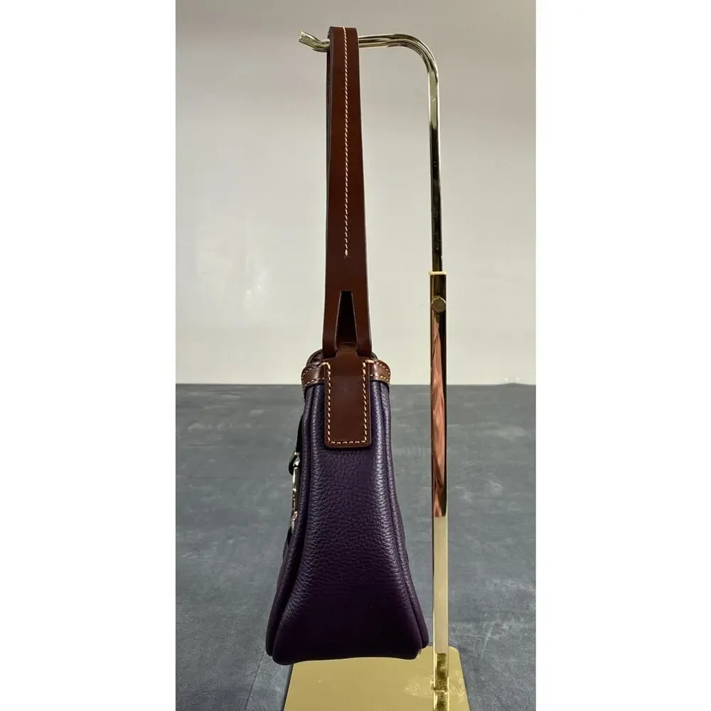 Dooney & Bourke Derby Dark Purple Pebble Leather Small Shoulder Bag Charity